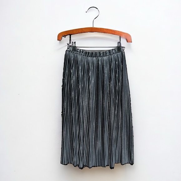 🌻W&B Zara Collection Metallic Accordion Pleated Midi Skirt Size Small - Picture 6 of 8